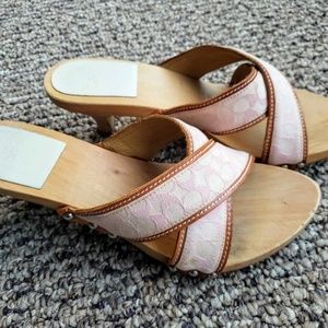 USED!! Pink Coach Sharon Kitten Heel Sandals